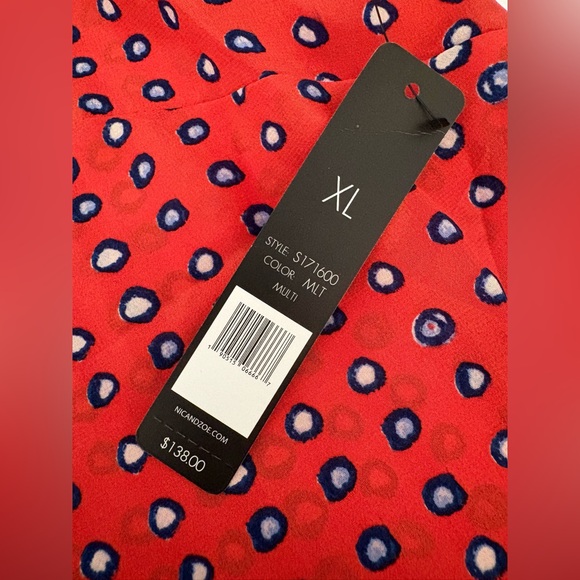 Nic+ Zoe Silk Red Polka Dot blouse Size XL NWT - Picture 4 of 5
